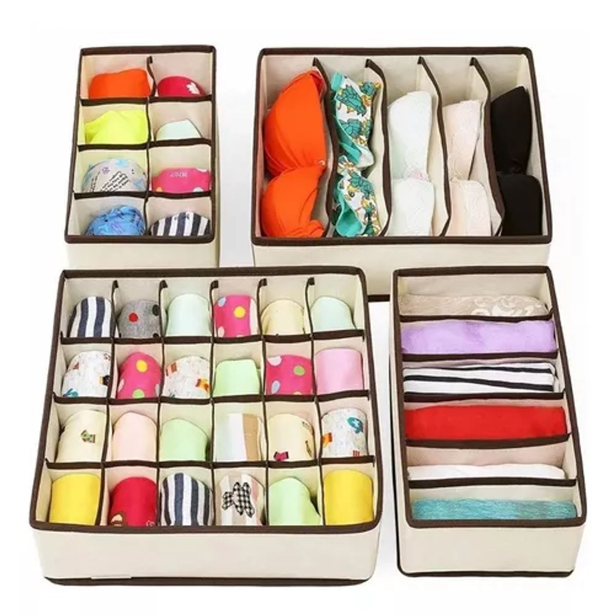 GENERICO - Organizador Plegable de Ropa Interior para Cajones Set de 4