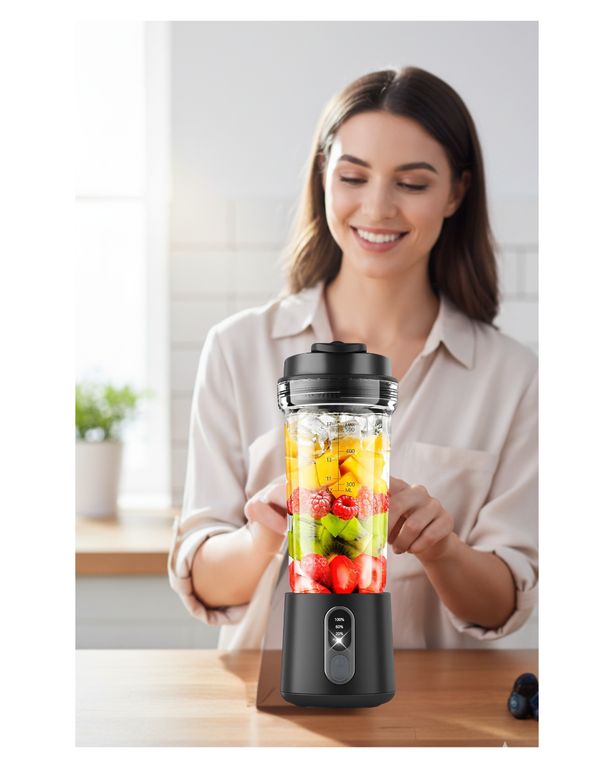 Batidora Licuadora Portatil Usb Recargable Color Negra 300w