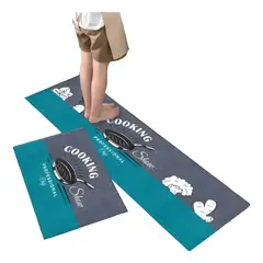 GENERICO - Alfombra Para Cocina Piso Entrada Baño 1 Grande+1 Chica