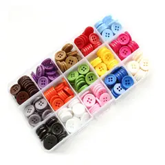 KINDA NICE - Set 300 Botones Resina 15mm 4 Agujeros 15 Colores Para Coser