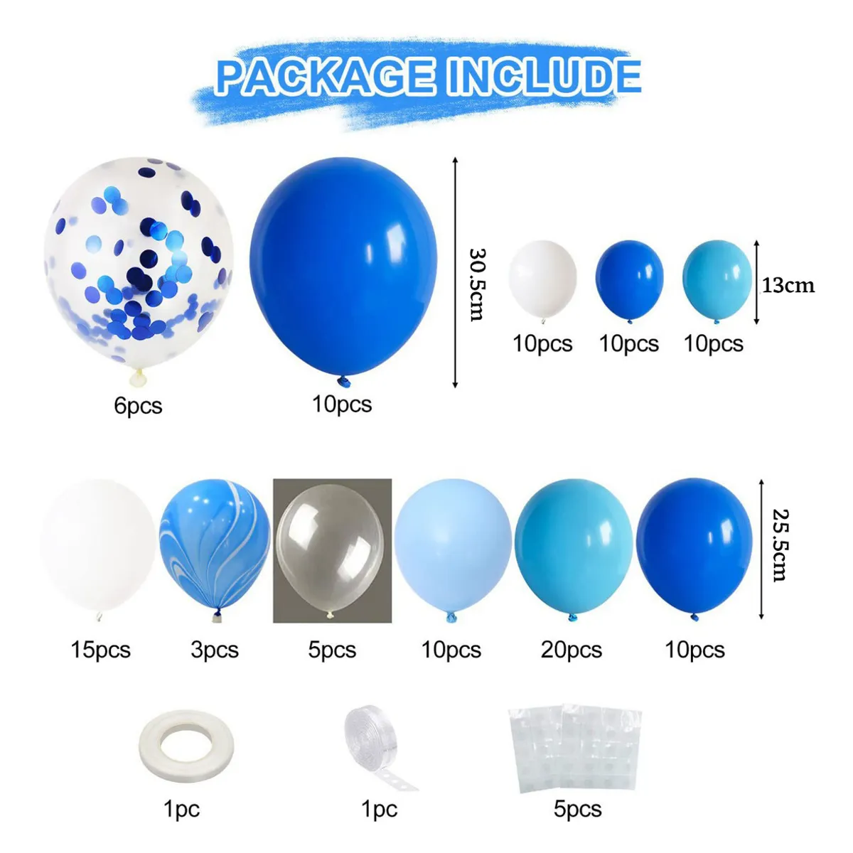 GENERICO - Juego De 116 Globos Azul Para Decoraciones De Cumpleanos