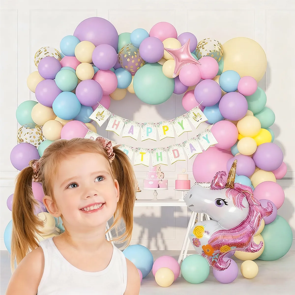 GENERICO - 147pcs Globos De Decoración De Unicornio Para Cumpleaños
