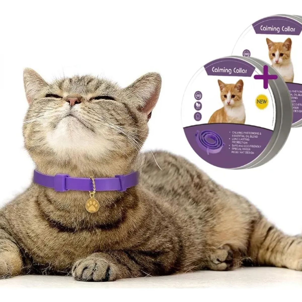 KUANGYE - Collar Calmante Gato Reducción Antiestrés Ajustable 2 Unid
