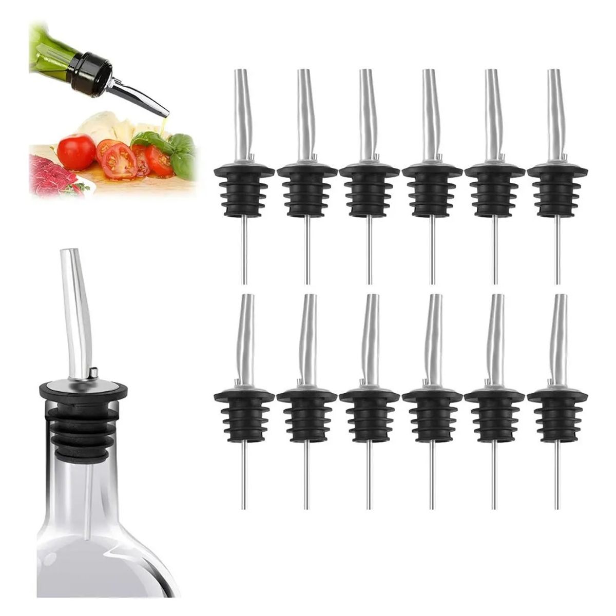 GENERICO - Pack 12 Dosificadores Dispensador De Licor Kit Bartender Set