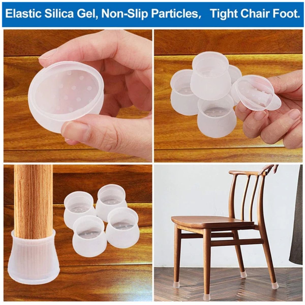 KUANGYE - 8 Protectores De Patas De Muebles Antideslizantes Silicona Blanco