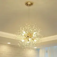 TATEE - Lámpara 8 luces redondas araña de cristal amarillo 40cm