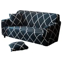 GENERICO - Funda Elástica 2 Asientos Negro Rayado