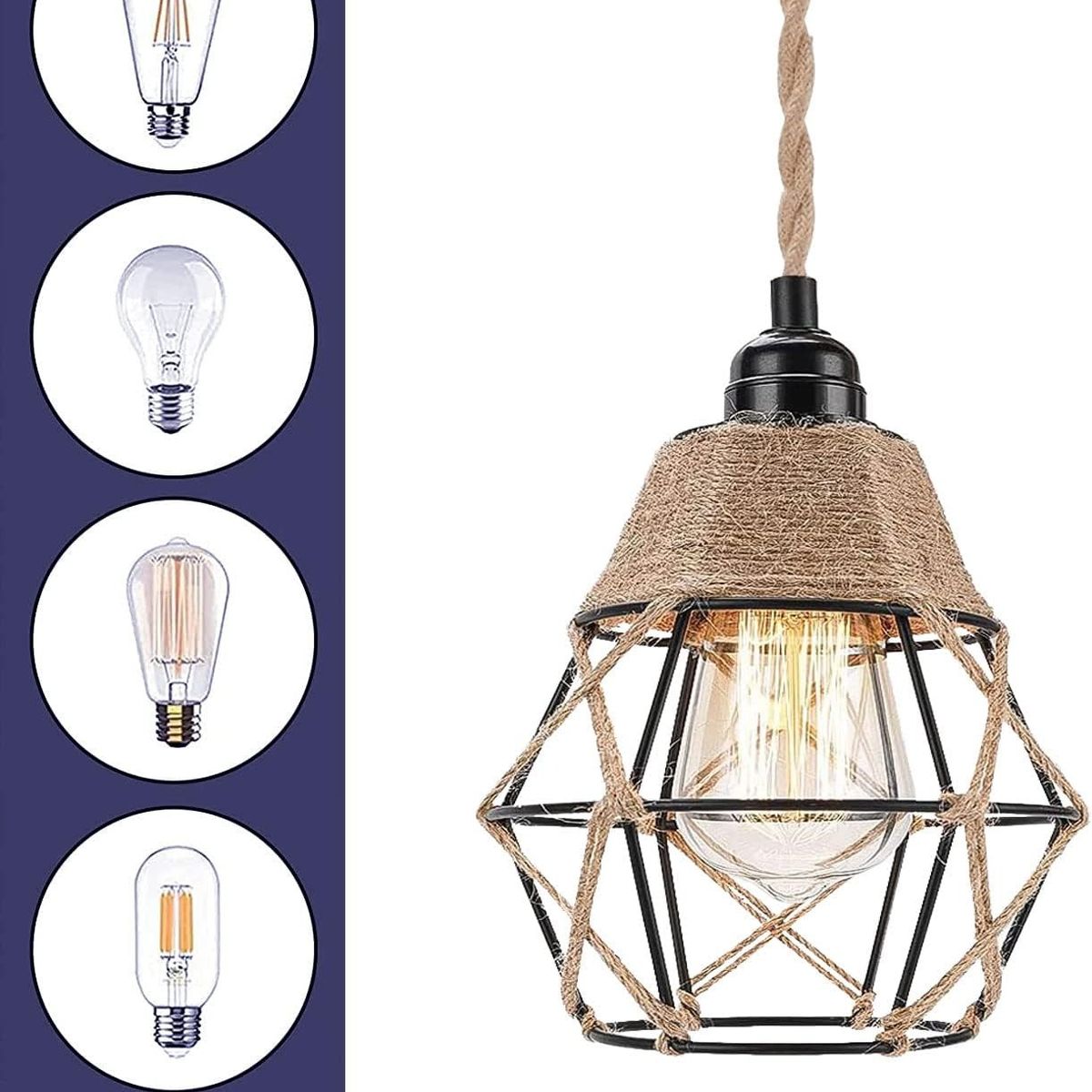 TATEE - Lámpara de araña de un solo cabezal marrón altura ajustable