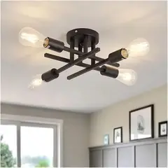 TATEE - Lámpara de techo cuatro tenedores Estilo industrial negro