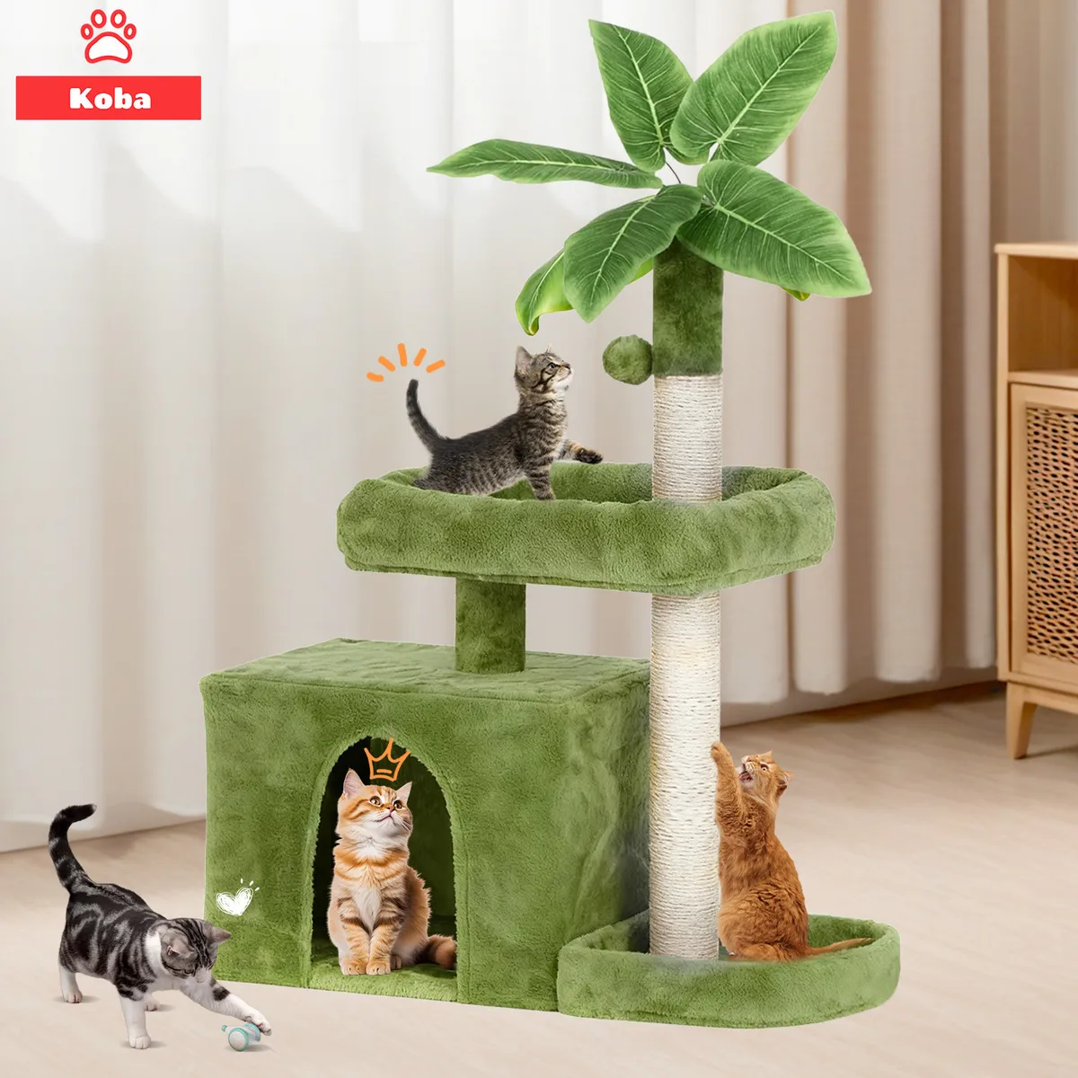 KOBA - Rascadores Para Gatos Árbol Michi Tipo Palmera Con Yute 80cm