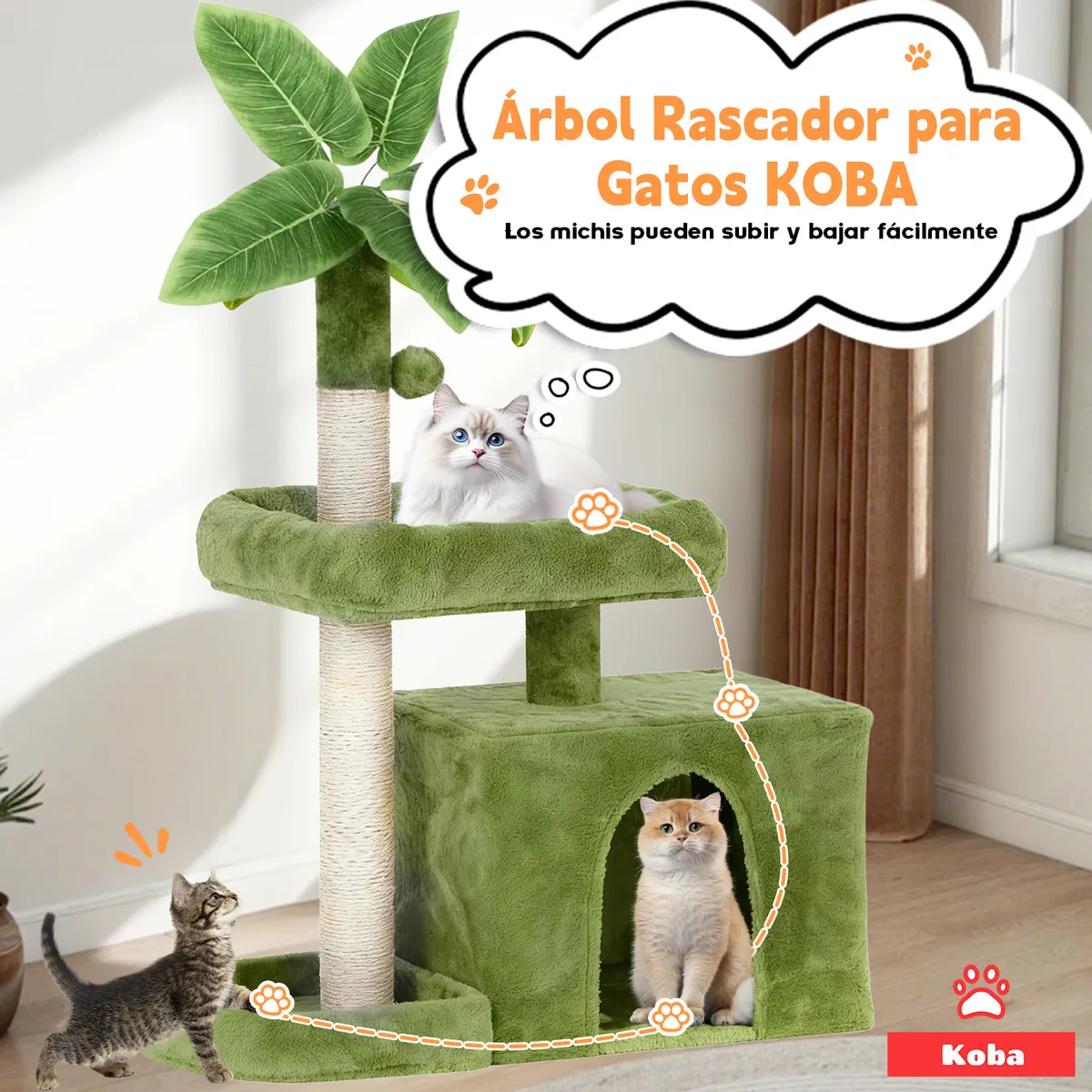 KOBA - Rascadores Para Gatos Árbol Michi Tipo Palmera Con Yute 80cm