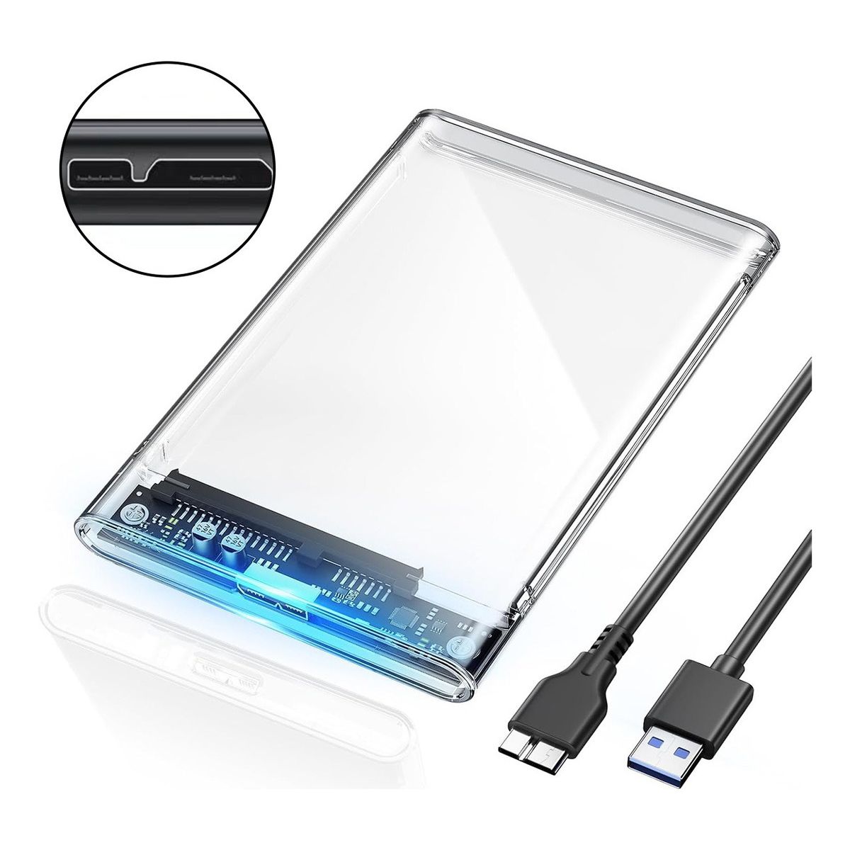 SUPERCENTER - Cofre Case Transparente Disco Duro Sata25 Usb30