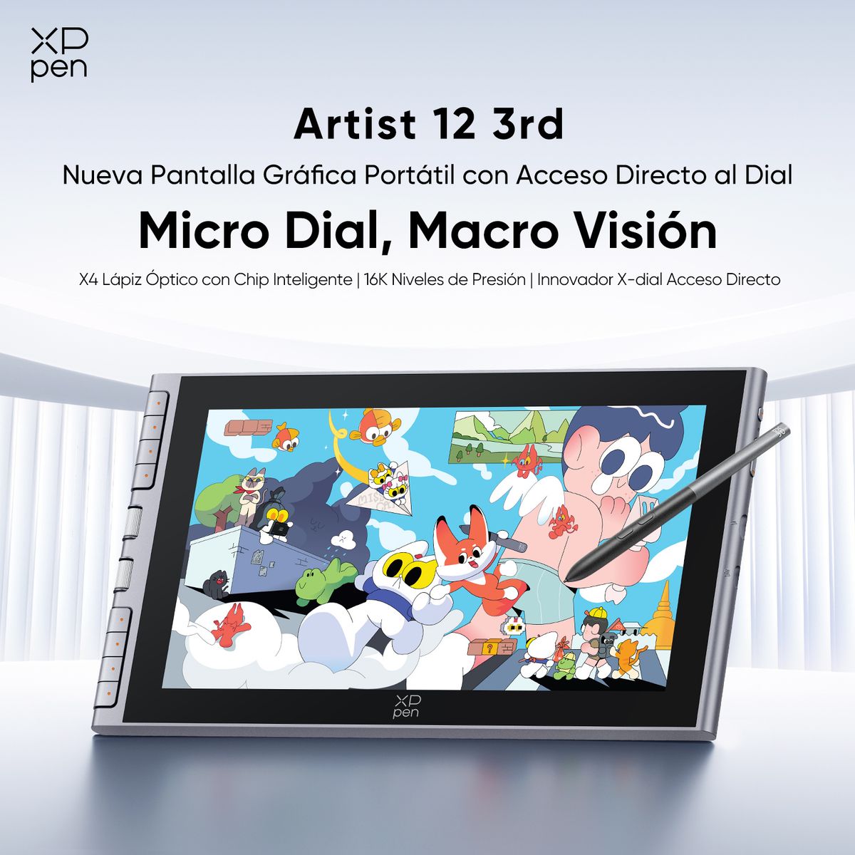 XP-PEN - XPPen Tableta Gráfica Artist 12 3rd Gris Plateado