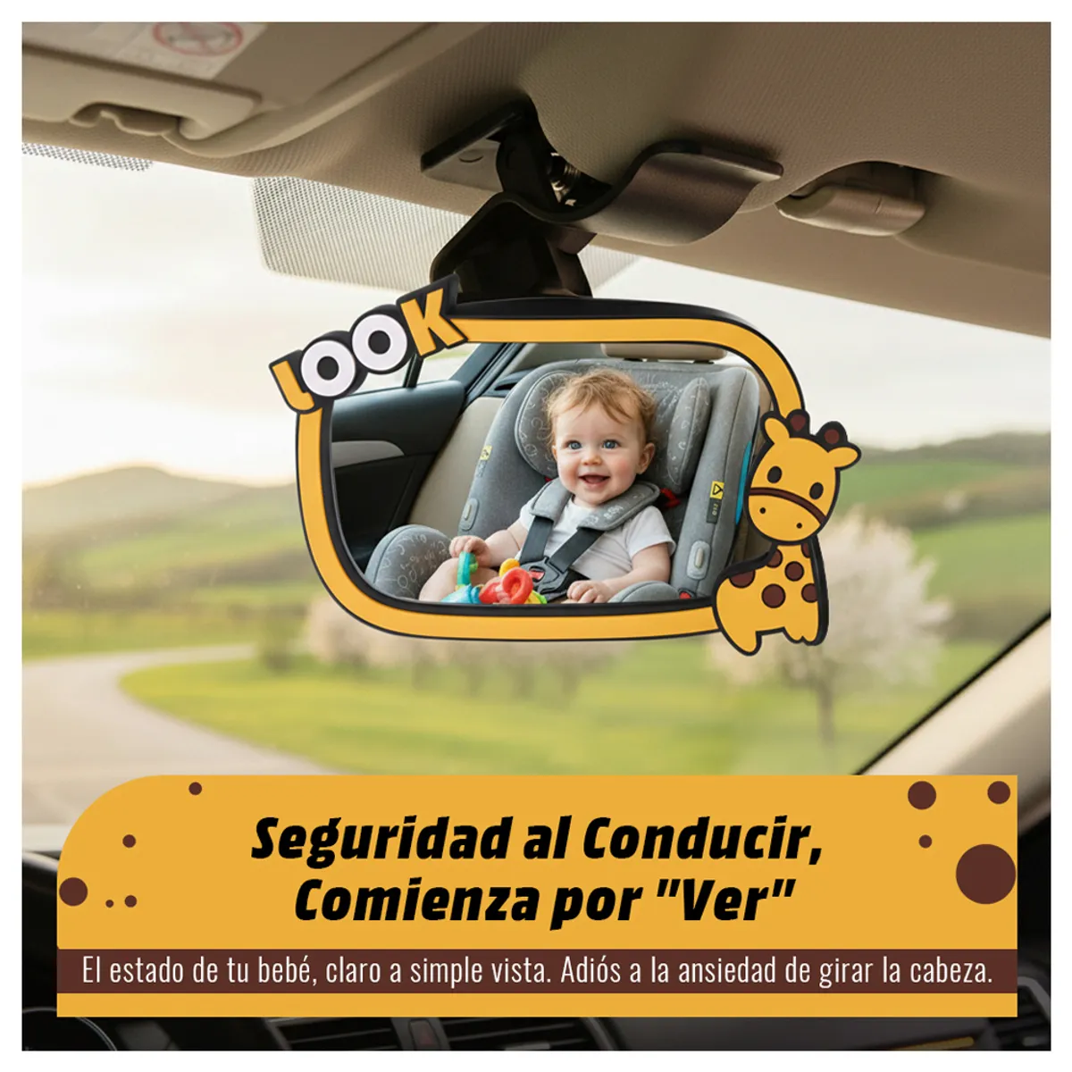 Espejo retrovisor venado ajustable para bebés en el coche, marca ZSPK - Foto Principal