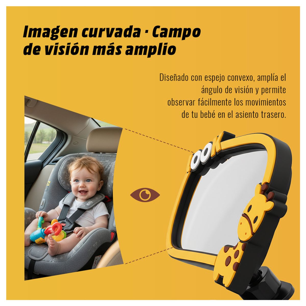 Espejo retrovisor venado ajustable para bebés en el coche, marca ZSPK - Foto 2