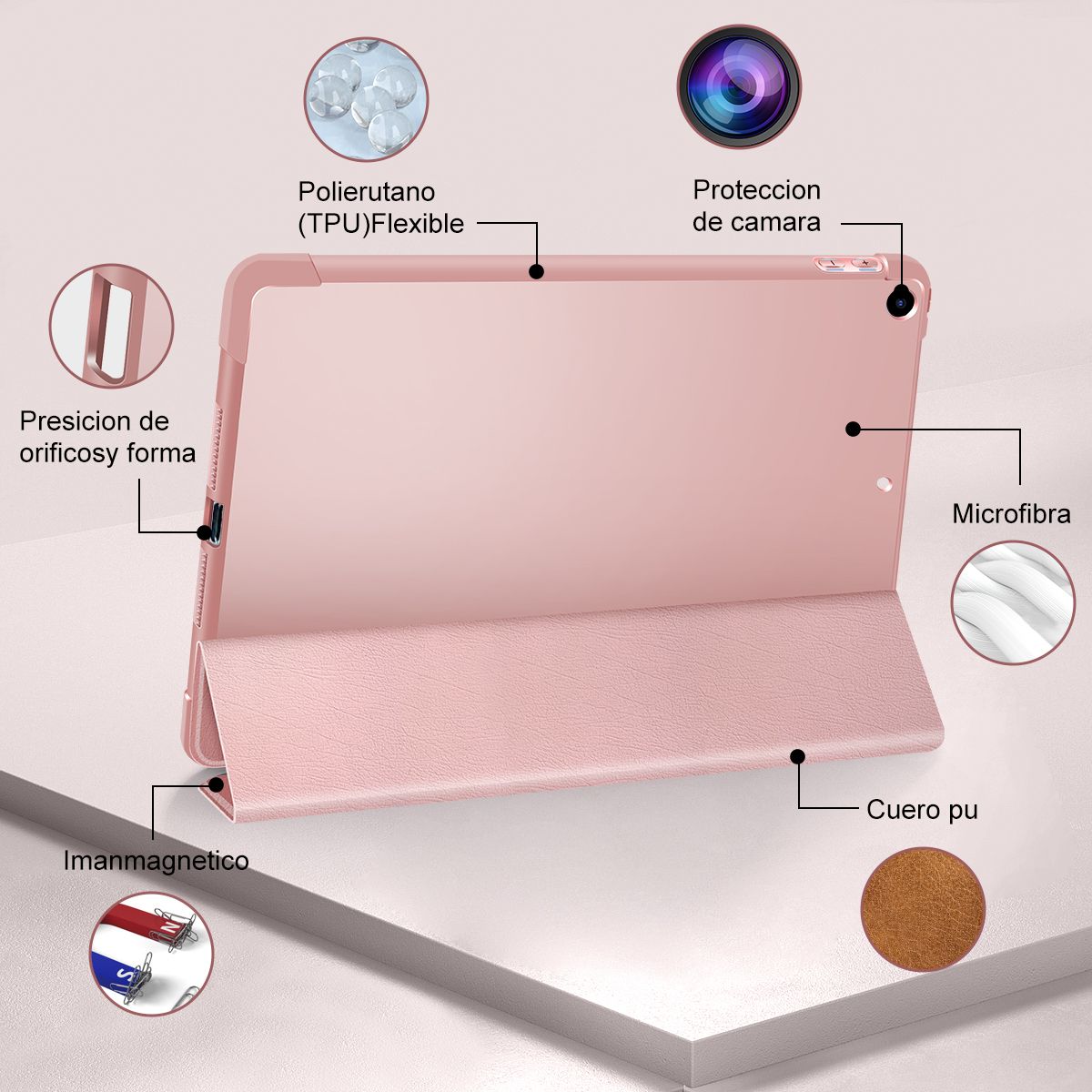 SUPERCENTER - Carcasa Smart Case Para iPad 10.2 7/8/9 Gen. C Ranura Pencil Rosa