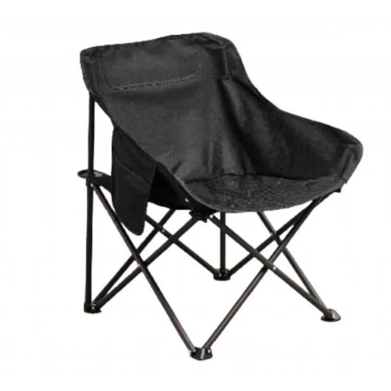 DEWINNER - Silla plegable de metal y tela negro camping terraza