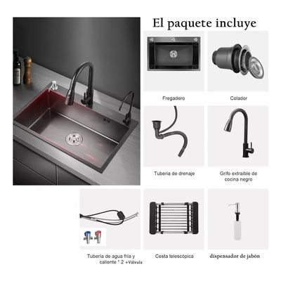 Imagen 2 del producto Combo Lavaplatos Empotrable 50x45cm 304 Acero + Accesorios