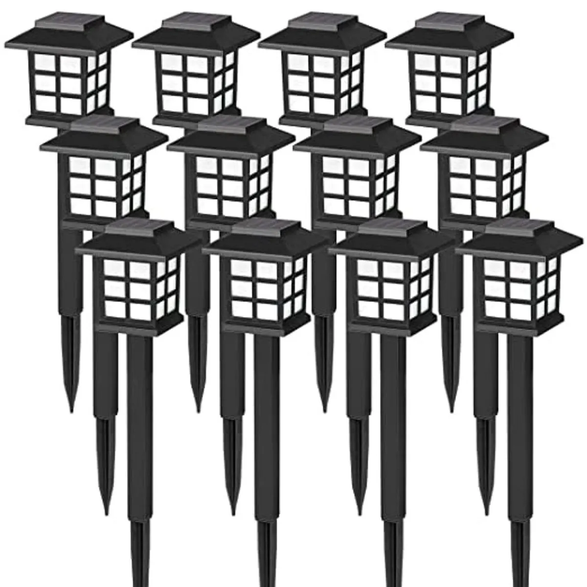 TATEE - Set 12 Lamparas Luz Solar Jardin Exterior Estaca Solar IP65 Luz cálida
