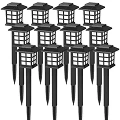 TATEE - Set 12 Lamparas Luz Solar Jardin Exterior Estaca Solar IP65 Luz cálida
