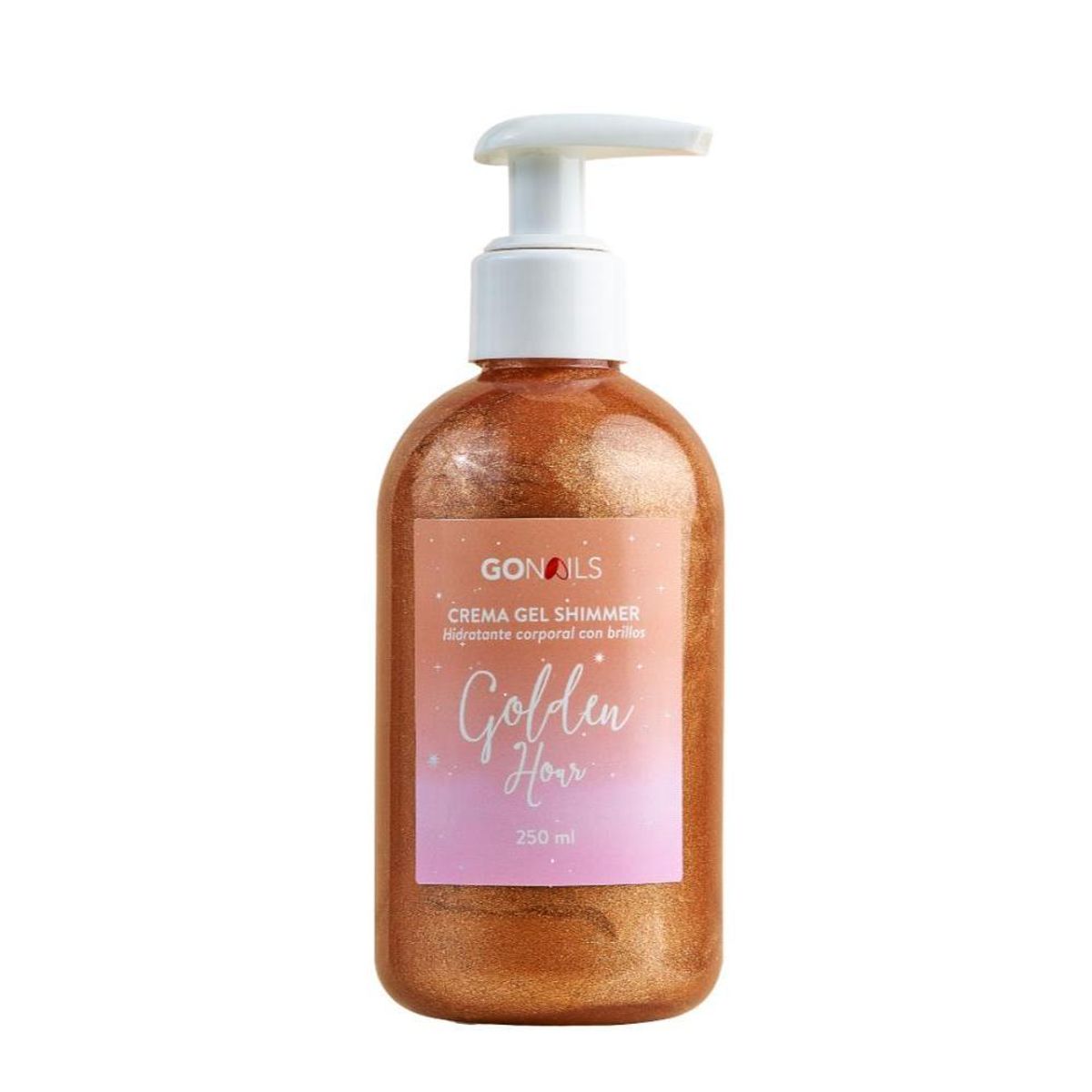GO NAILS - Crema Gel Corporal Hidratante Con Brillo 250ml Gonails Dorado