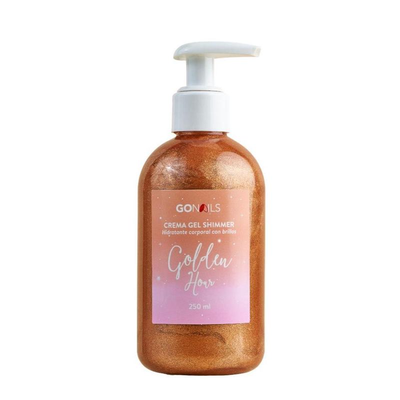 GO NAILS - Crema Gel Corporal Hidratante Con Brillo 250ml Gonails Dorado