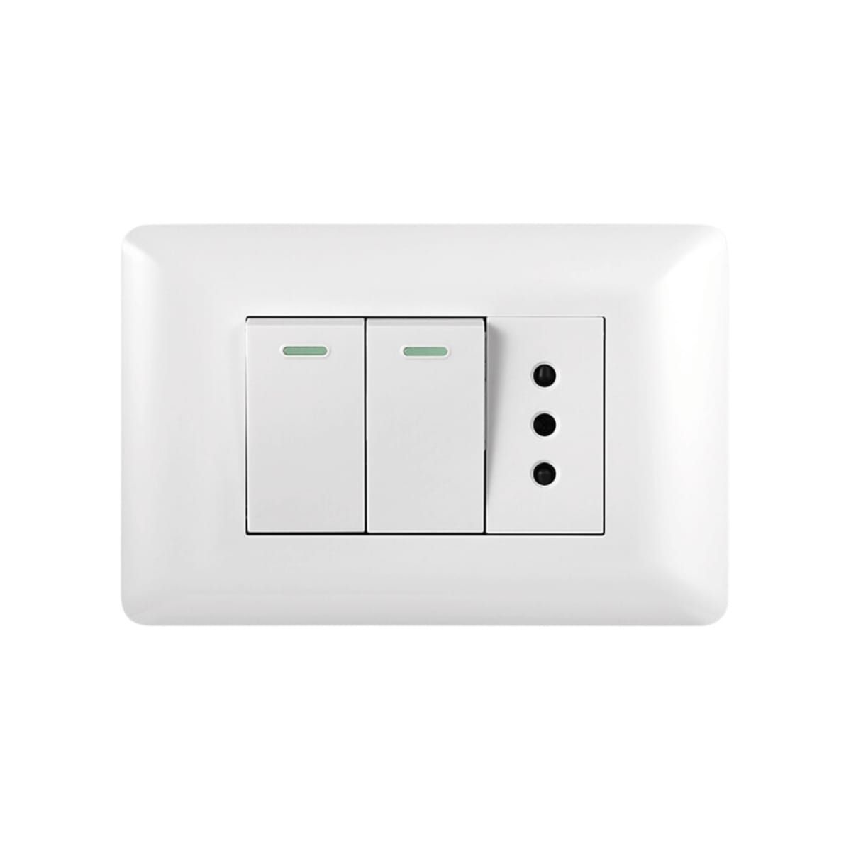 WANT - Enchufe Simple Emb 10A 250V + Interruptor doble 915 Blanco - Want