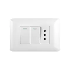 WANT - Enchufe Simple Emb 10A 250V + Interruptor doble 915 Blanco -