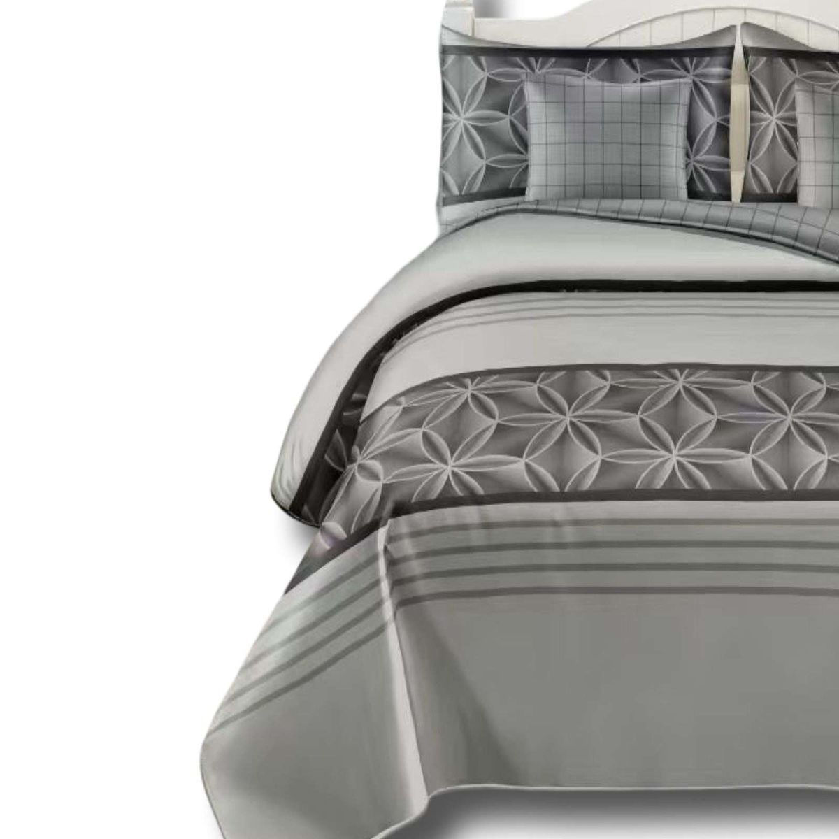 GENERICO - CUBRECAMA COLCHA 9 PIEZAS 2 PLAZAS QUILT MAS SABANAS MAS CORTINA DE TELA