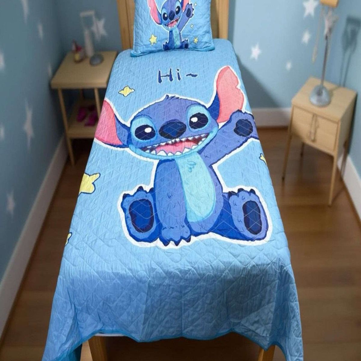 GENERICO - CUBRECAMA COLCHA QUILT NIÑA NIÑO INFANTIL AZUL