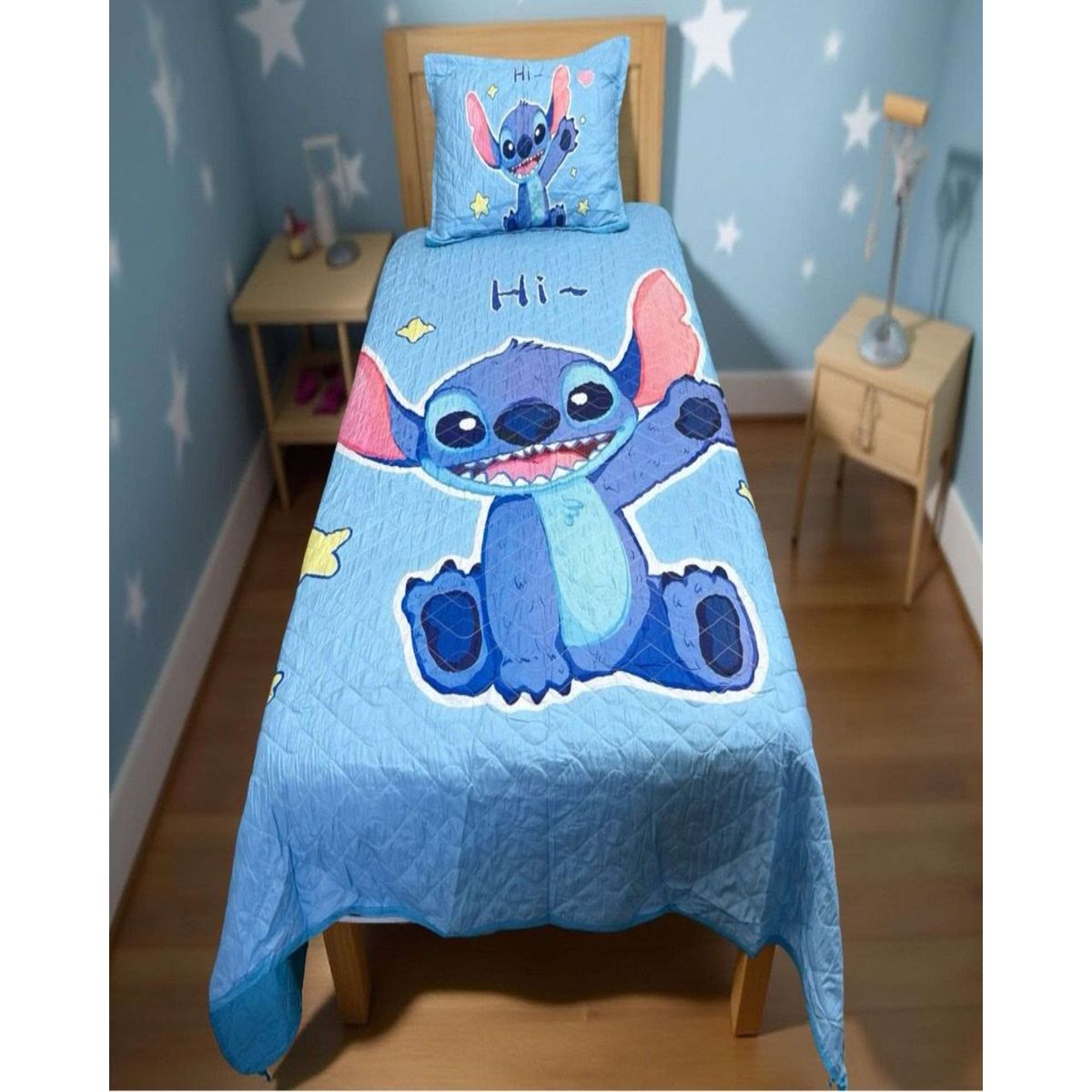 GENERICO - CUBRECAMA COLCHA QUILT NIÑA NIÑO INFANTIL AZUL