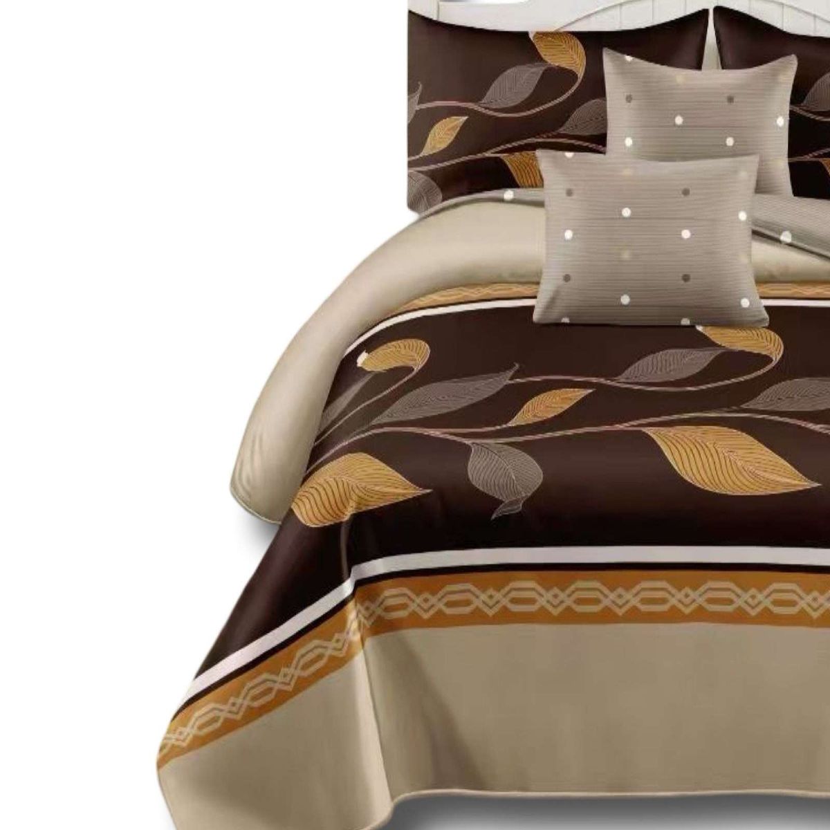 GENERICO - CUBRECAMA COLCHA 9 PIEZAS 2 PLAZAS QUILT MAS SABANAS MAS CORTINA DE TELA