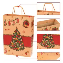 GENERICO - 12 Bolsas Regalo Navidad Kraft Pequeñas Premium +10 Cintas