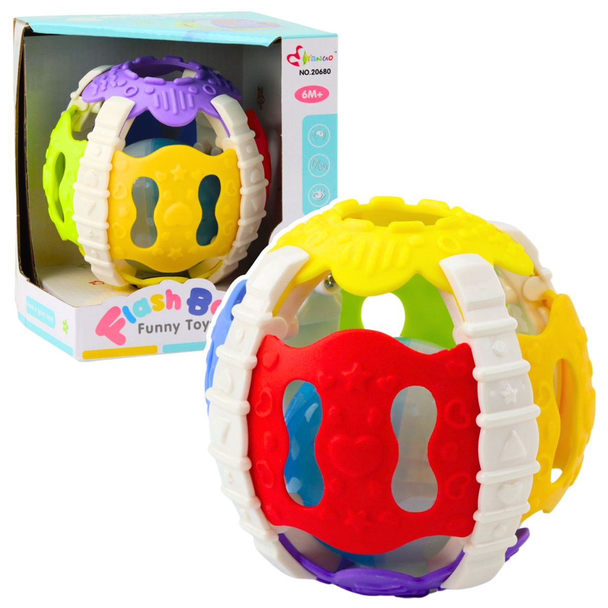 GENERICO - Pelota Sensorial Musical Con Luz Para Bebés Sonajero Morder Multicolor