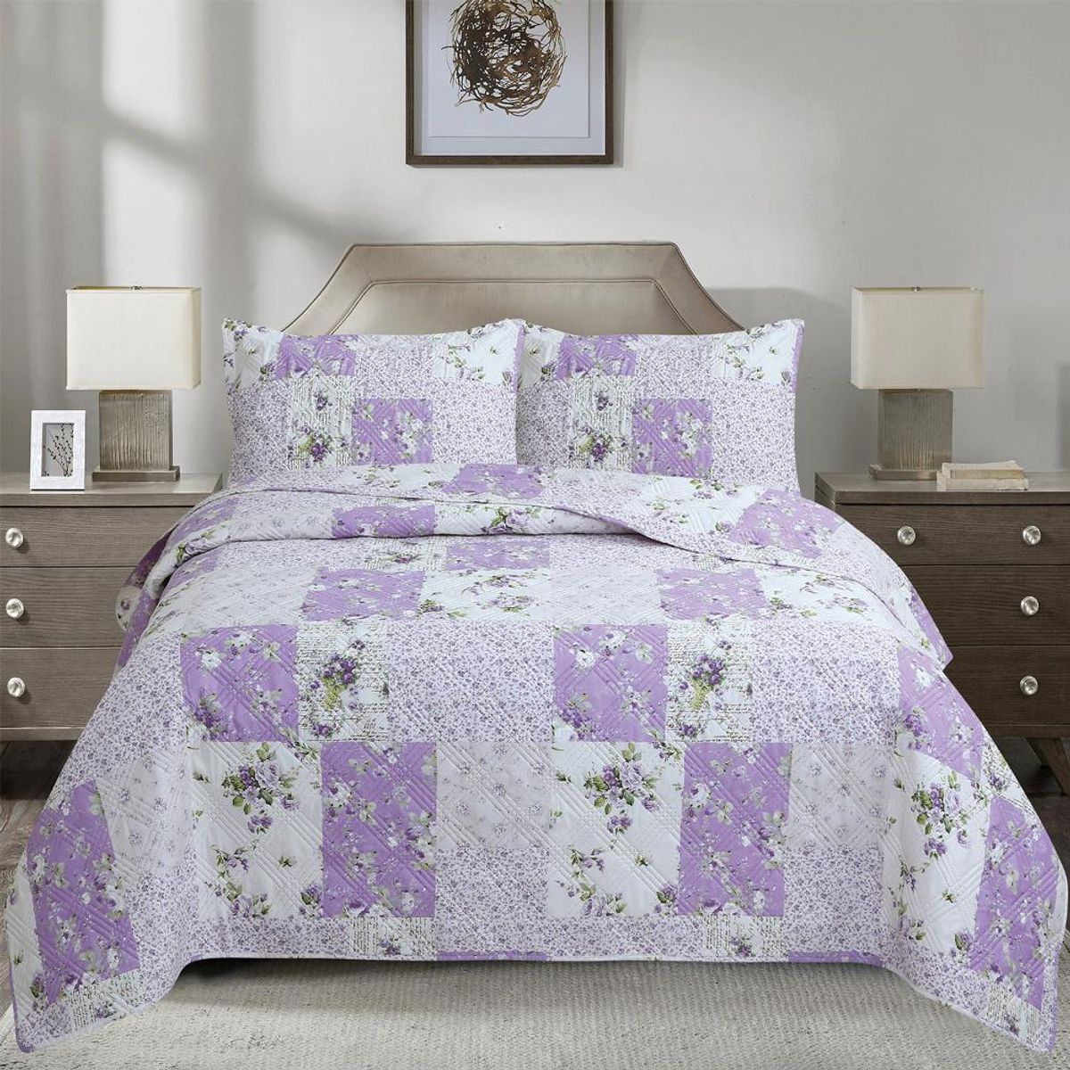 ANDES - Quilt Andes Estampado Patchwork Lila