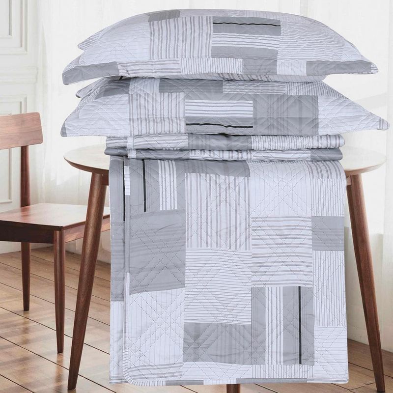 ANDES - Quilt Andes Estampado Patchwork Gris