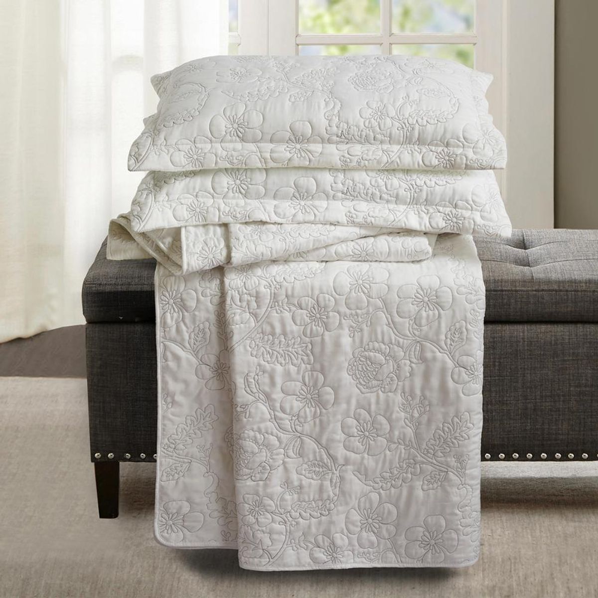 ANDES - Quilt Andes Bordado Florencia Gris