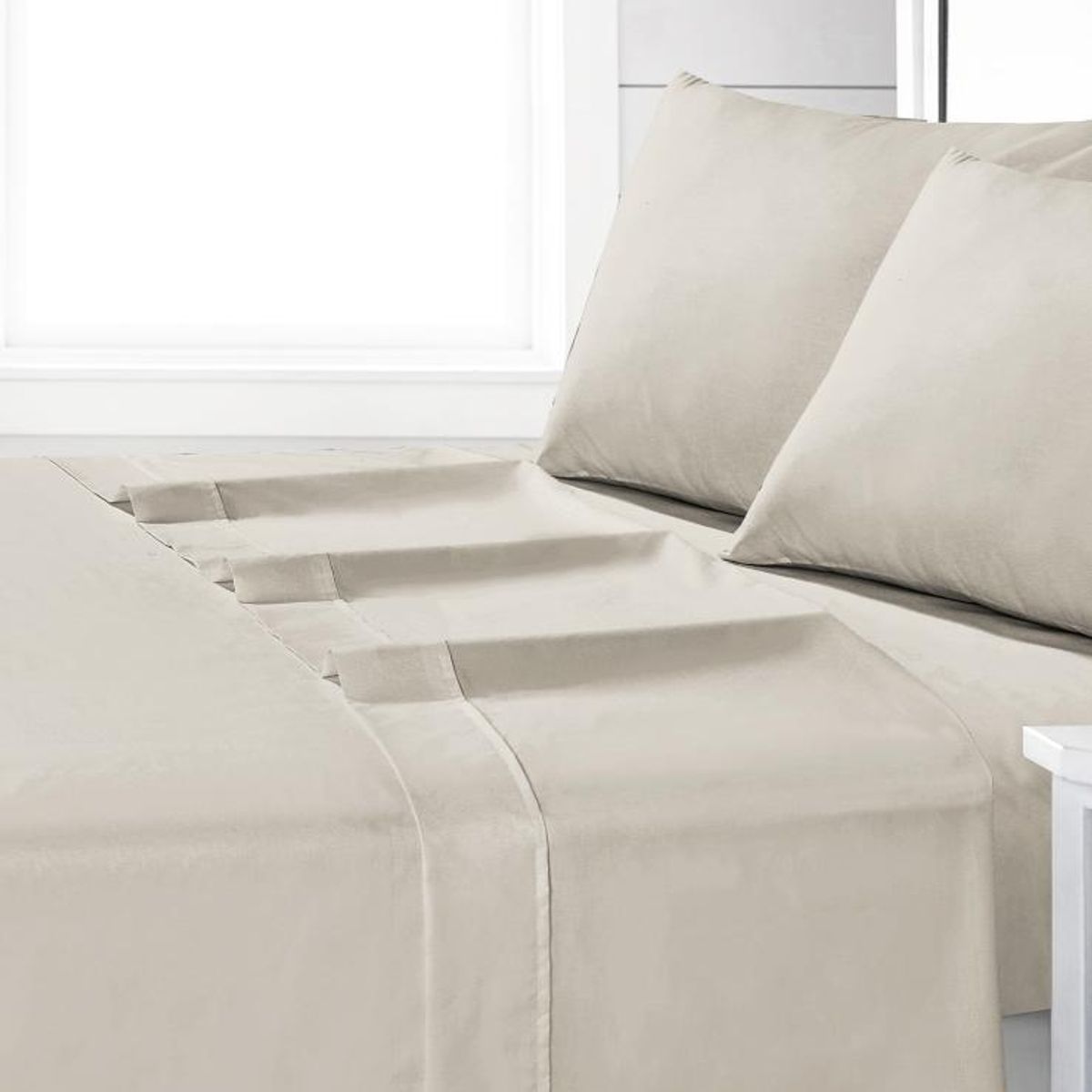 ANDES - Sabana Andes 180 Hilos Lisa Beige 2 plazas