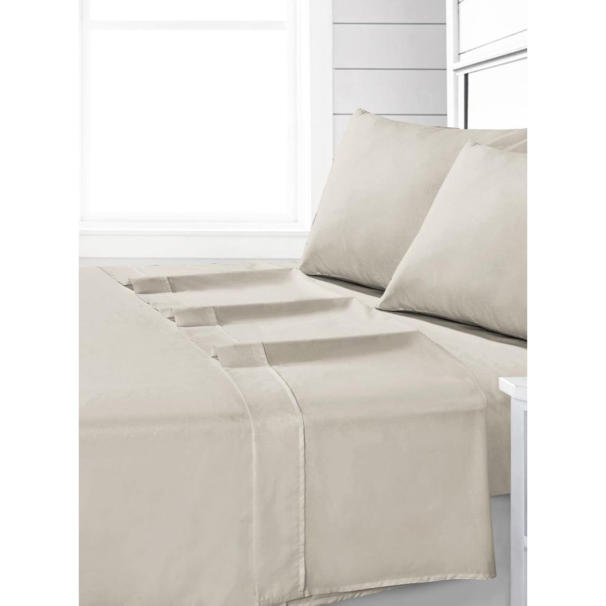 ANDES - Sabana Andes 180 Hilos Lisa Beige 2 plazas