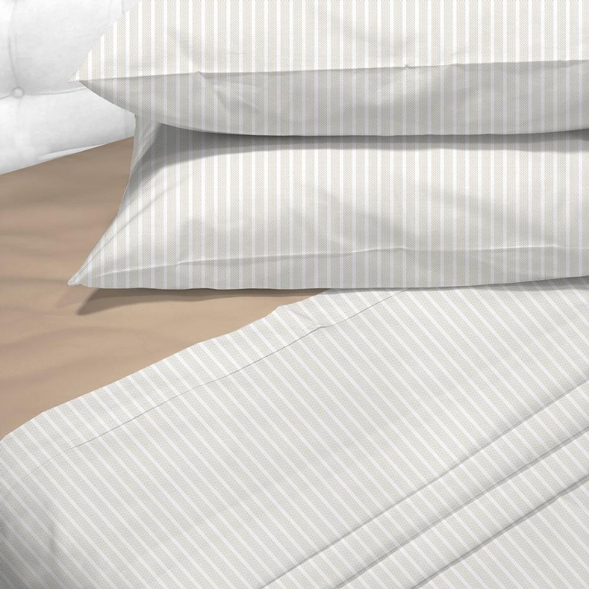 ANDES - Sabanas Andes 180 Hilos Estampada Franjas Taupe 2 Plazas