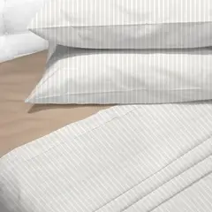 ANDES - Sabanas 180 Hilos Estampada Franjas Taupe 2 Plazas