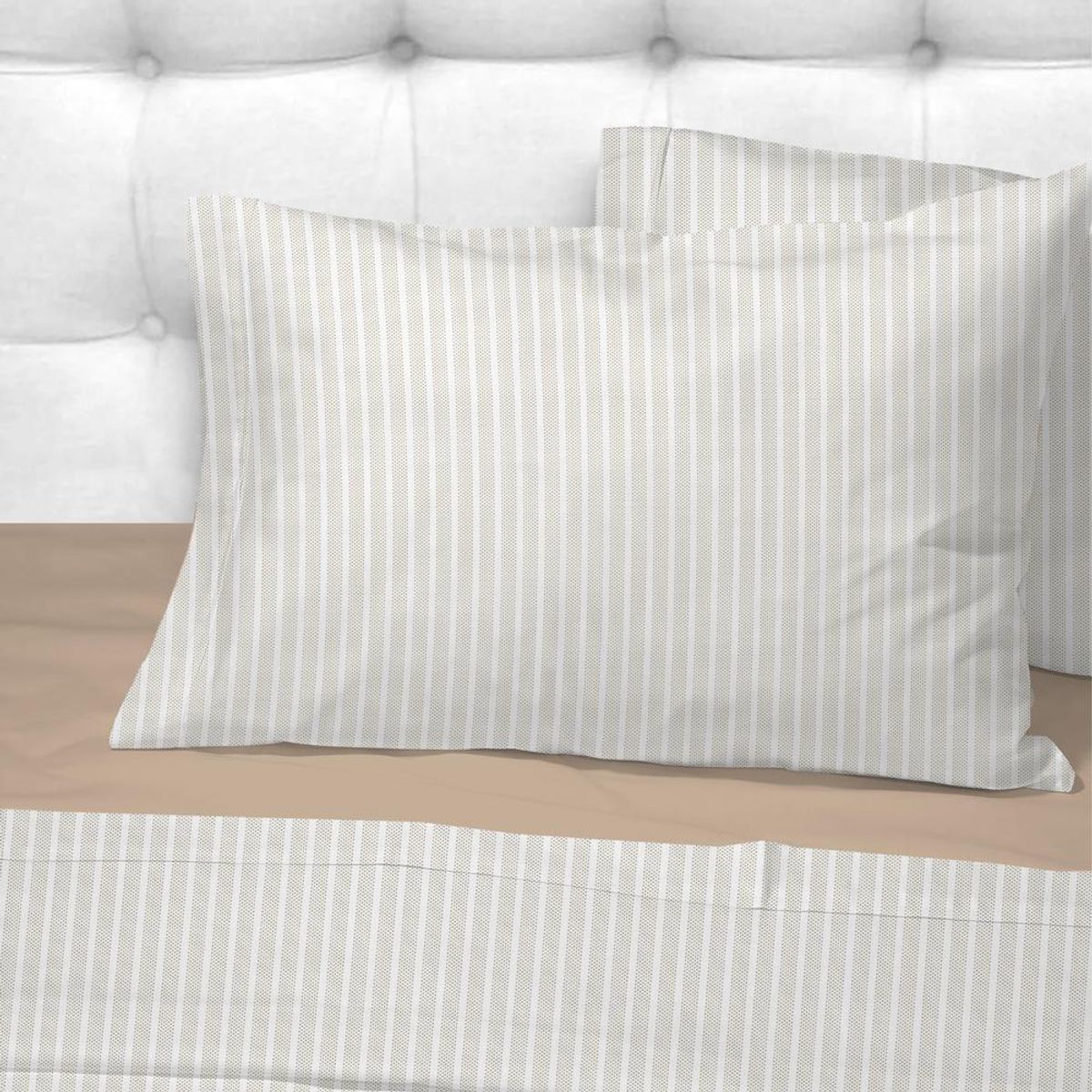 ANDES - Sabanas Andes 180 Hilos Estampada Franjas Taupe 2 Plazas