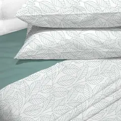 ANDES - Sabanas 180 Hilos Estampada Hojas Turquesa 2 Plazas