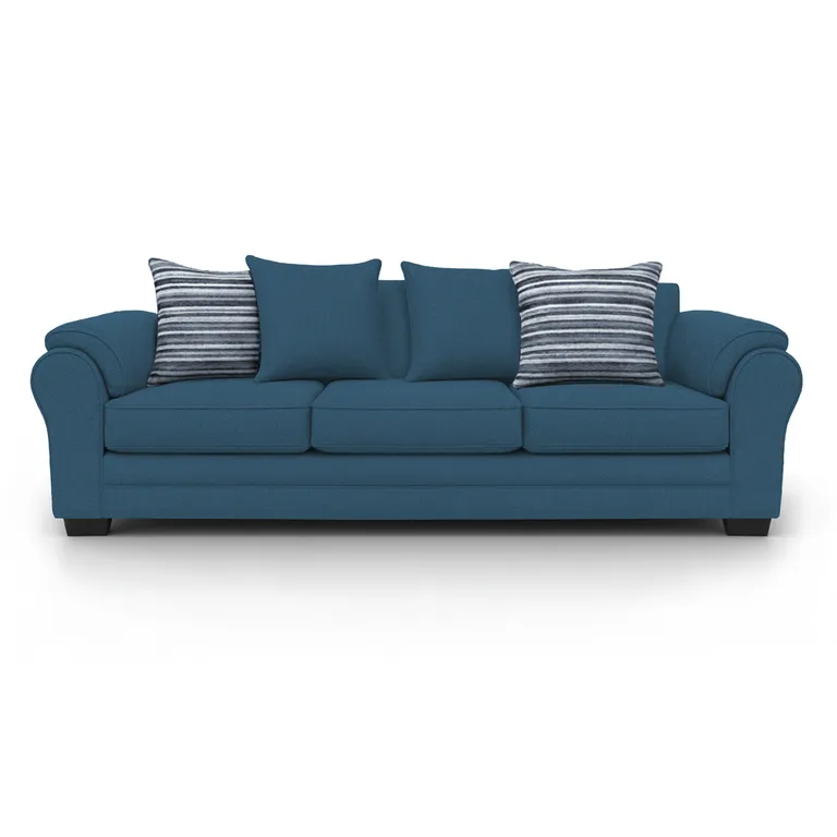 Sofa 4 Cuerpos XL Con Resorte Estructural Grandon Chenille Azul petroleo