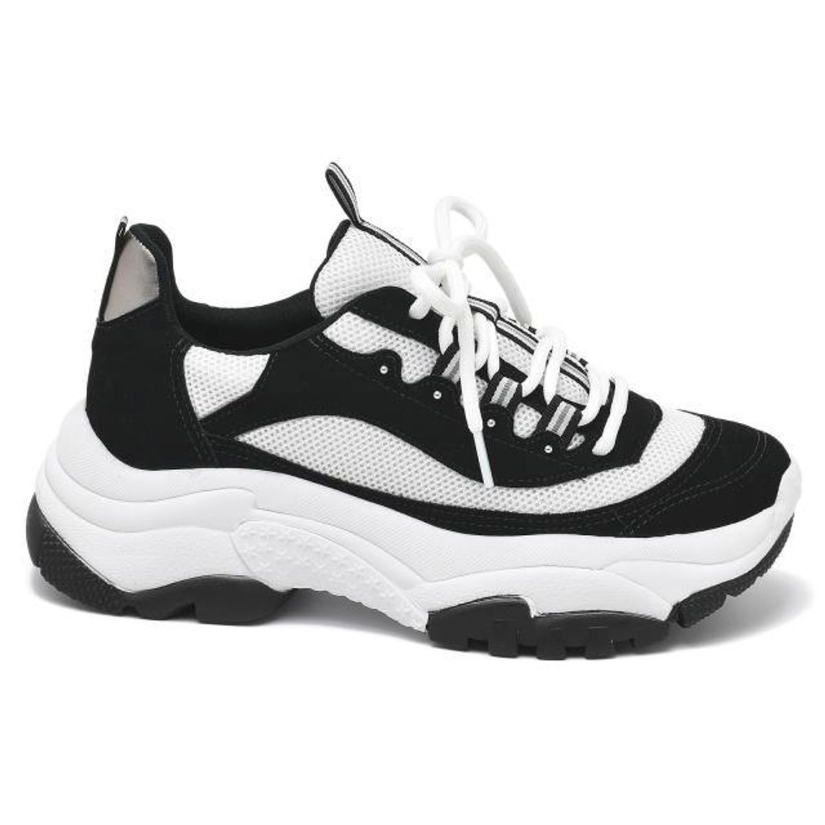 VIA MARTE - ZAPATILLA MUJER PLATAFORMA  BLANCO NEGRO VIA MARTE