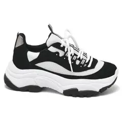 VIA MARTE - ZAPATILLA MUJER PLATAFORMA BLANCO NEGRO