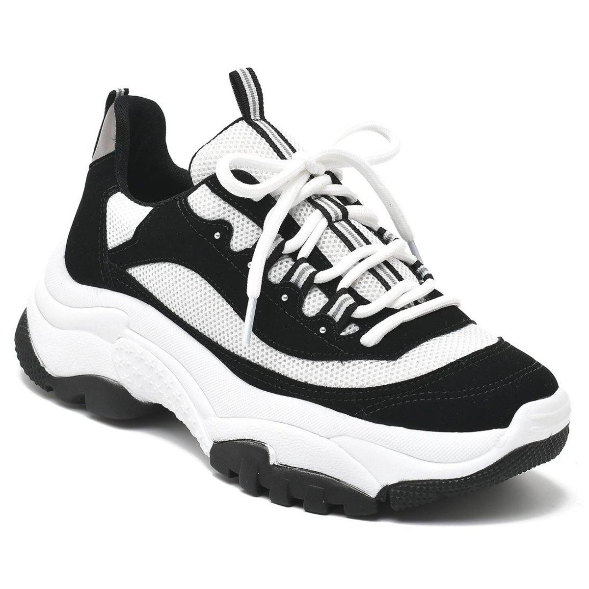 VIA MARTE - ZAPATILLA MUJER PLATAFORMA  BLANCO NEGRO VIA MARTE