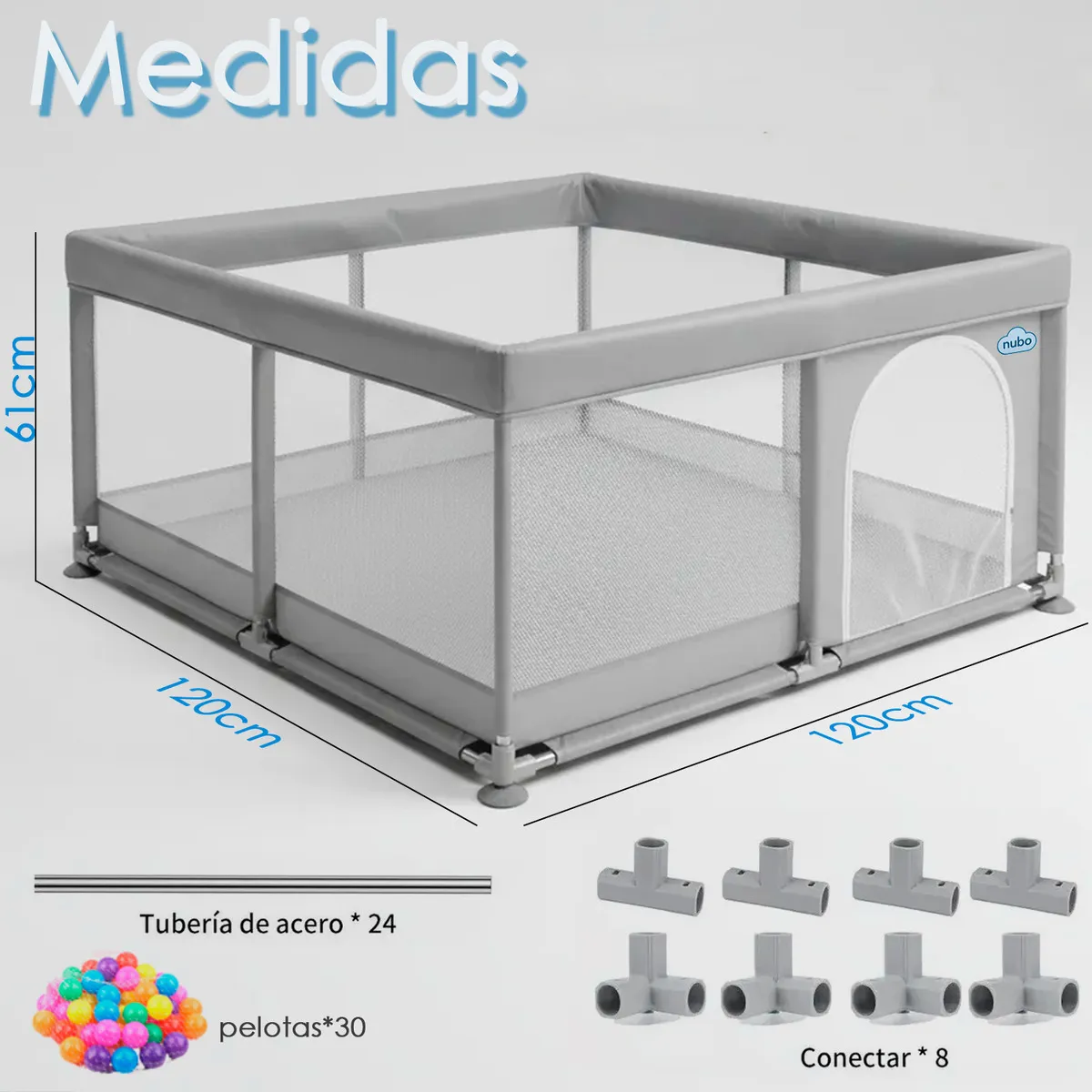 HOMEBRANDT - Corral Infantil Bebe Malla Tela Oxford Con Pelota De 120x120
