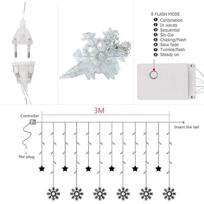 Imagen 2 del producto GUIRNALDA DE LUCES ESTRELLAS CON COPOS DE NIEVE