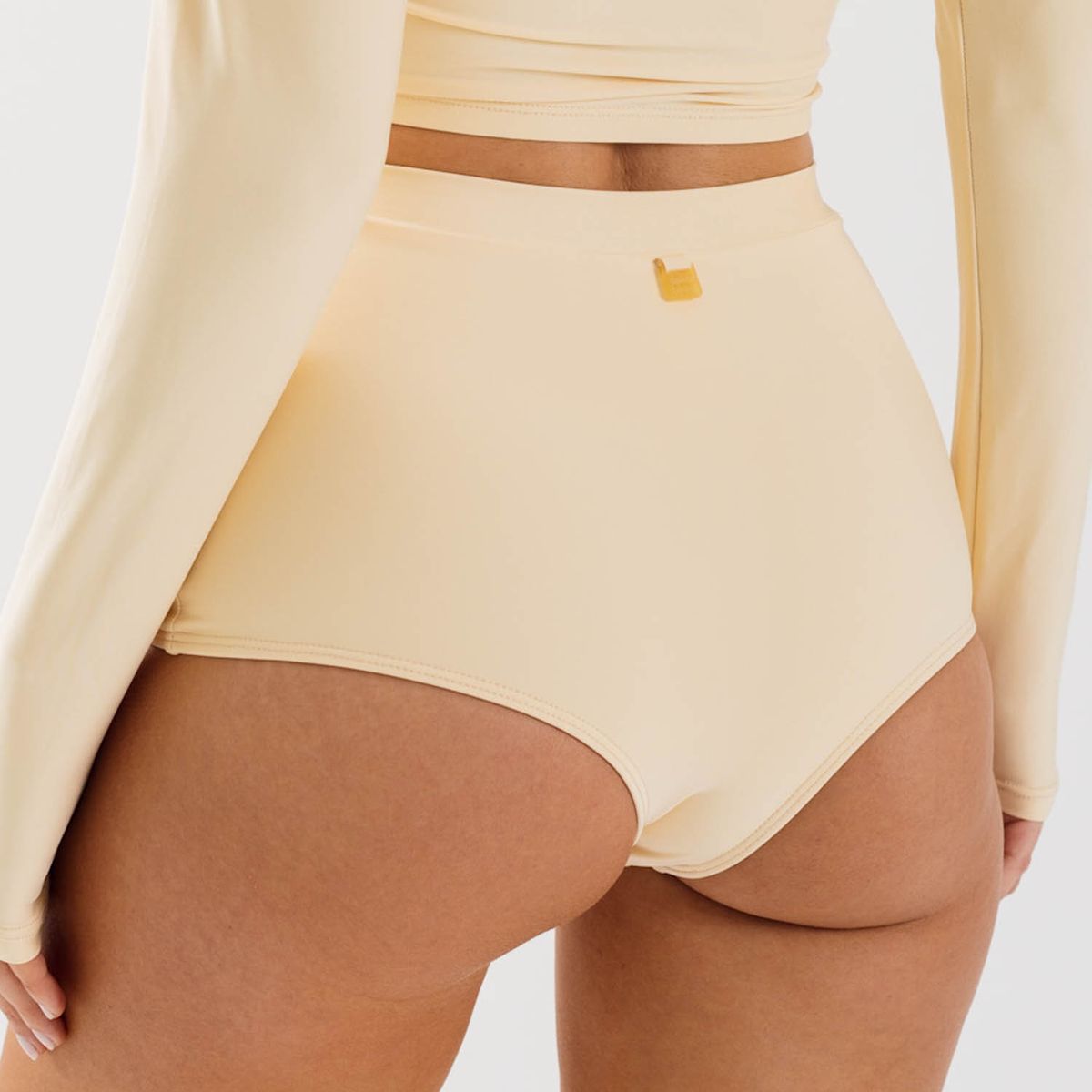 DAIKIRI BIKINIS - Daikiri Bottom de Bikini Mujer Crema Tiro Alto Culote Protección UV50+